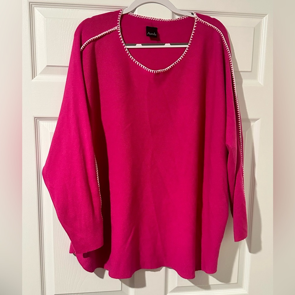 Pink Sweater with Contrast Stitching